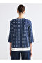 Original Oval Collar Patterned Blouse - 4