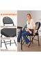 Folding Chairs, Padded Foldable Chair with PU Leather Cushion and Back, Metal Frame Indoor/Outdoor Portable Stackable Commercial Seats for Events Office Wedding Party, 2 Pack, Black - 3