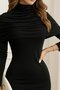Women's Long Sleeve Turtleneck Shoulder Folded Diver Short Dress - 2