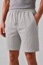 Men's Standard Fit Relaxed Fit 100% Cotton Soft Textured Beige Interlock Shorts with Elastic Waist and Drawstring