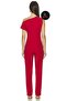 Women's Red Asymmetrical Collar One-Shoulder Imported Sandy Crop - 2