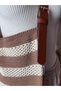 Women's Striped Knitwear Shoulder Bag Stylish Daily Steel Knit Bag 1814 Camel-Ecru - 4