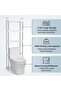 3-Level Bathroom Storage Rack Over Toilet, Large Capacity Freestanding Organizer Shelf with 3 Hooks, Space Saving Toilet Storage Cabinet Alternative for Bathroom Laundry Room - 4