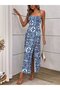 Women's Rope Strap Midi Single Jersey Dress with Cross Tie Detail at the Back and Slit Pattern - 6
