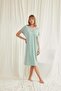 Light Green Viscose Nightgown with Lace Collar and Short Sleeves - 4