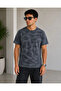 Men's Tie-Dye Patterned T-Shirt, Crew Neck, Short Sleeve, Regular Fit T-Shirt - Smoked - 2