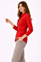 Women's Red Long Sleeve Shirt with Buttons, Classic Collar, Suitable for Casual and Office Wear - 2
