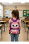 Primary School Bag Set of 3: School Bag + Lunch Box + Pen Holder Purple Pink - 7