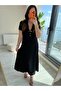 Women's short sleeve long modal dress with button detail on both sides - 3