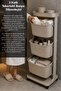3-Tier Bathroom Organizer - Towel Storage Bathroom Organizer with Wheels and Adjustable Shelves 19Lt Beige - 4