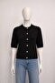 Crew Neck Cable Knit Short Sleeve Women's Knit Cardigan Textured Quality - 5
