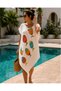 Women's 100% Cotton Muslin V-Neck Cut Patterned Beach Dress – Tassel Detailed 105 cm Swimsuit Top Dress - 5