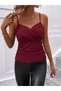 Women's Imported Crepe Blouse with Rope Straps and Cross Detail on the Front - 3