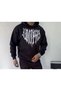 Long Sleeve Hooded Printed Sweatshirt - Black - 2
