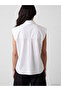 Vizyon New Season White Scarf Collar Oversize Women's Shirt - 4