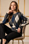 Baklava Patterned Knitwear Tunic R4508 Navy Blue