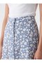 Vizyon New Season Blue Elastic Waist Floral A-Line Skirt - 3