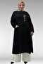 68043 Plus Size Double Tensel Tunic with Buckle Detail - Black