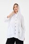 Women's White Italian 100% Linen Hooded Foldable Long Sleeve Shirt Jacket 40 - 46 Size - 4