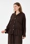 Women's Brown Italian 100% Linen Tie-Waist Shirt with Trouser Linen Suit 40 - 46 Size - 6