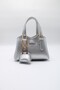 Women's Silver Front Accessory Detailed Crossbody Hand and Shoulder Bag with Charm Accessory - 2