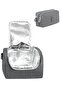 Crinkle Fabric School Backpack Set of 3 with Thermal Lunch Bag and Pen Holder, Gray with Monkey Keychain Gift - 8