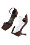 Dark Bitter Brown Suede Sandals Short Heeled Single Strap Women's Shoes Minimiddle - 5