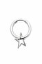 Unisex Silver Color Surgical Steel Dangle Hollow Star Figured Hoop Earring 1 Piece - 3