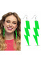 80S 90S Retro Neon Green Lightning Earrings 10 cm - 5