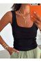 Basic Thick Strap Tank Top - Black - 3