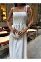 Women's Scallop Embroidered Thin Strap Lined Long Lace Dress - 5
