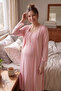 Amora Maternity and Postpartum Dressing Gown and Nightgown Set with Straps - 2