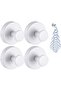 4-Pack White Vacuum Suction Cup Waterproof Hooks