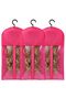 3-piece wig storage bag with hooks, can hold multiple wigs, suitable for hair extensions, wigs and accessories (rose red).