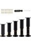5-piece set of adjustable black furniture legs, 18-30 cm, sofa support legs, includes 20 screws and 1 screwdriver, universal no-drill installation.