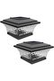 Solar-powered post light, outdoor LED lighting, deck fence cover light, warm white/bright white, suitable for wooden posts, 2-pack - black