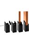 A set of 4 adjustable chair leg risers, 10 cm high – solid steel, suitable for chair legs from 0 to 38 mm – easy screw installation – black.