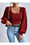 Chest Collar Balloon Sleeve Braided Knitwear Sweater
