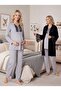 New Season Black Velvet Winter Long Sleeve Special Design Maternity Pajama Set with Breastfeeding Feature - 8
