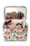 Floral Patterned Makeup Bag with Mirror Travel Cosmetic Organizer Handbag 21X14X14 cm - 3