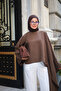 Women's Single Long Sleeve Detailed Blouse Brown - 3