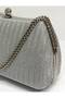 Women's Striped Silver Evening Dress Clutch Chain Strap Hand and Shoulder Wedding Engagement Evening Bag - 2