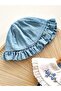 Baby Girl Floral Embroidered Ruffle Hat Summer Denim Overalls - 7