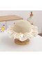 Children's straw hat with ruffled lace trim, wide-brimmed beach hat for girls, summer soft-top hat for toddlers, travel, tea party, photography props - 3