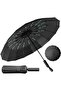 Compact folding umbrella with 16 ribs - black