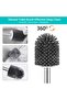 Silicone toilet brush set, wall-mounted, floor-standing, stainless steel long-handled, quick-drying holder, for bathrooms. - 4