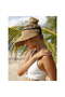 Women's foldable wide-brimmed straw sun hat, UPF 50+ sun protection brim - khaki - 2