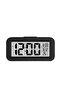 Portable ABS multi-functional electronic digital square alarm clock with temperature display, silent design, suitable for bedroom (black).