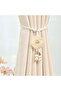 Beige 4 Camellia Curtain Tiebacks Pearl Decor - 3