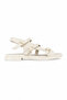 Women's Ecru Three-Buckle Daily Sandals with Adjustable Straps, Low Heel, Summer Comfortable Model - 2